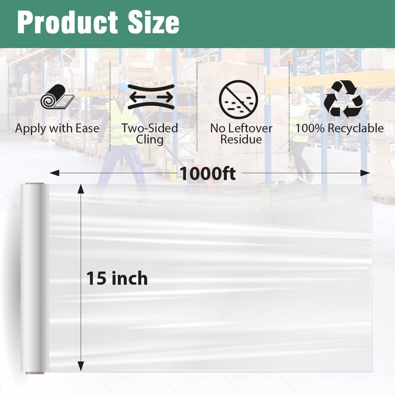 AISEY Shink Wrap Roll Heavy Duty Plastic 15" X 1000FT-3PACK - Image 2